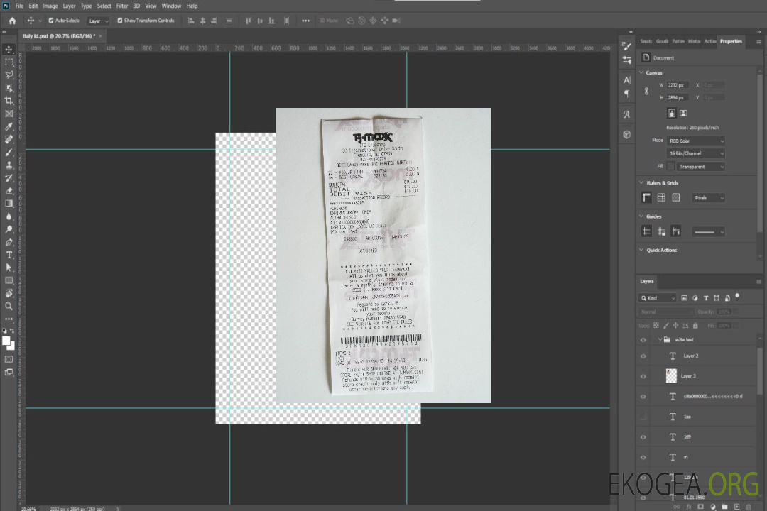 Reçu du magasin TJ maxx template